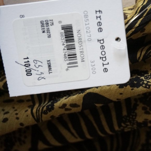 Free People Sugar Cane Blouse XS Green - Picture 6 of 6